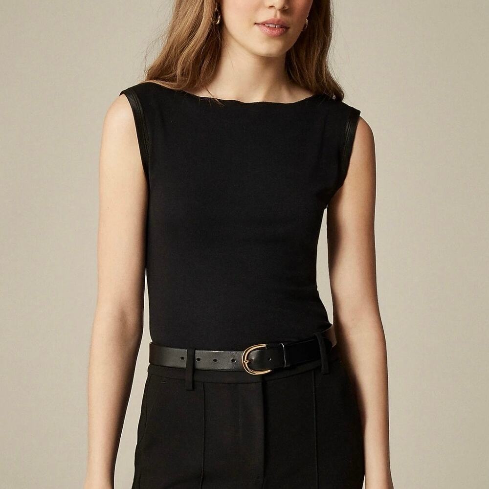 NWT J.Crew Refined Rib Shell Tank Top Silky Smooth Black Size Large